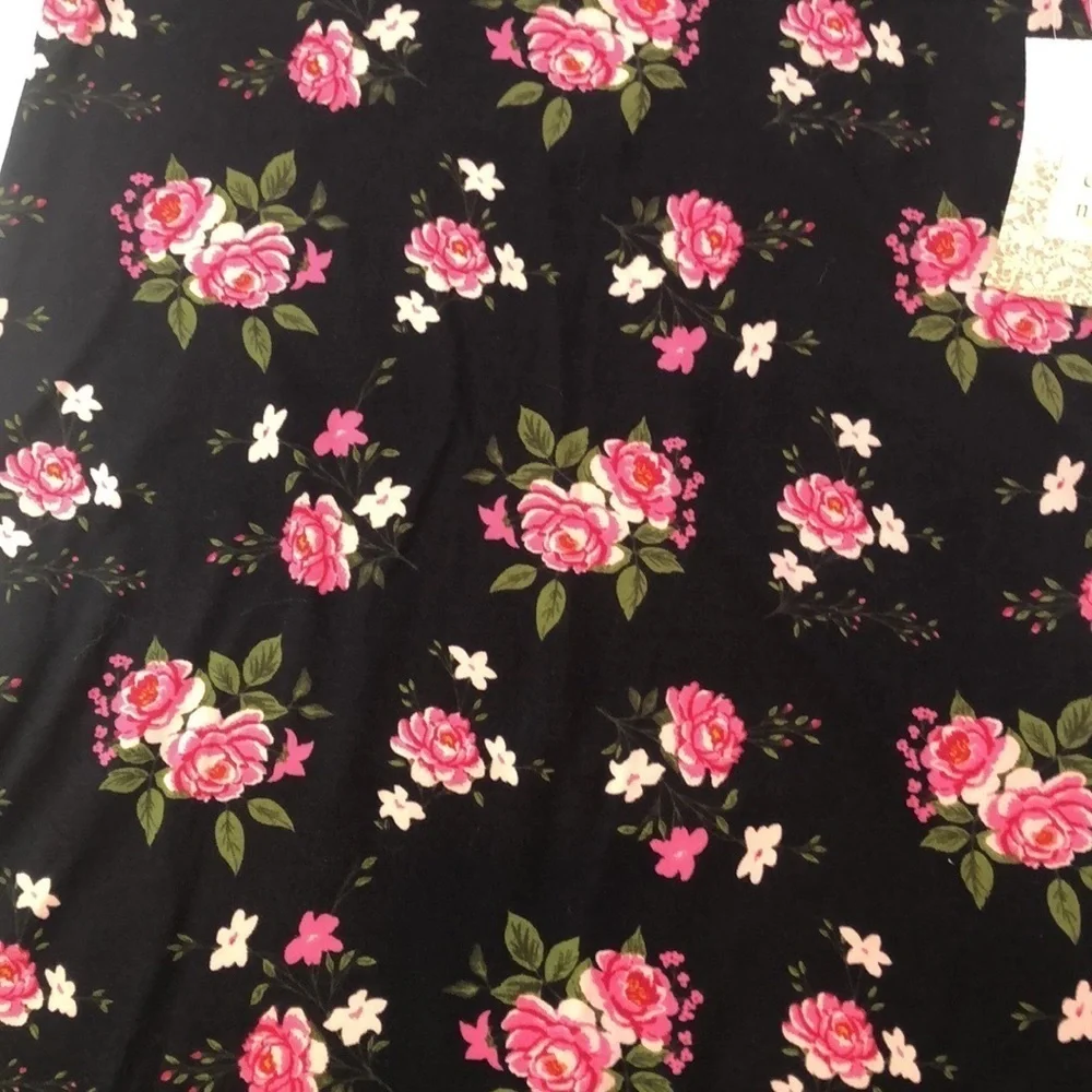 BTWEEN Girls Stretchy Dress Black Pink Rose Floral Keyhole Back Size L 10/12 NWT